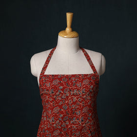 Red - Ajrakh Hand Block Print Cotton Apron with Pocket 02
