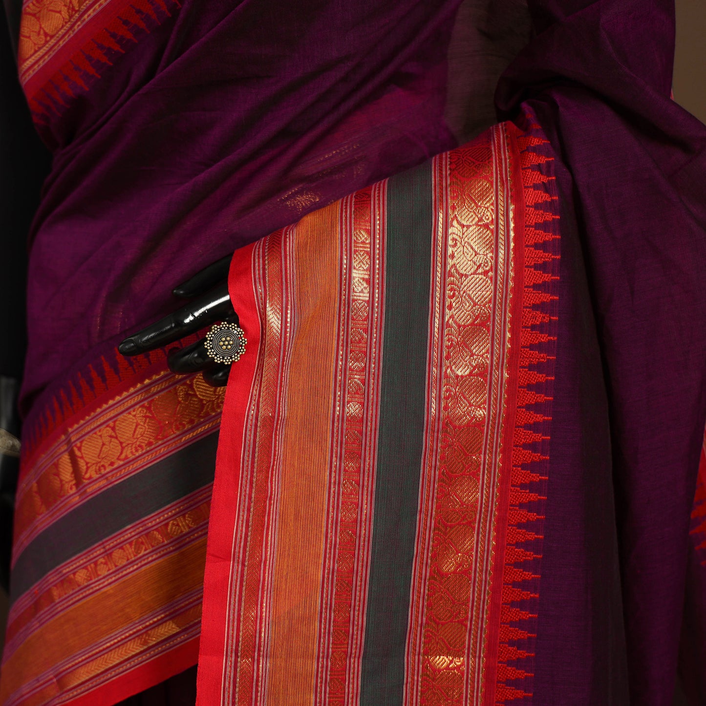 Purple Kandangi Chettinad Cotton Saree with Border