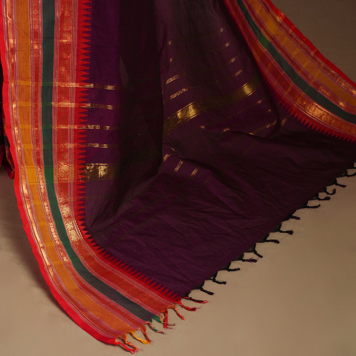 Purple Kandangi Chettinad Cotton Saree with Border