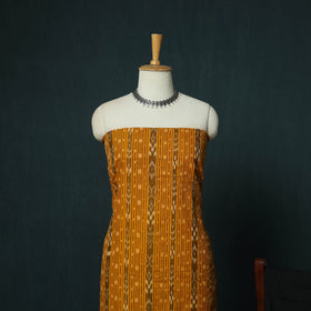 Yellow - Sambalpuri Ikat Cotton 3pc Unstitched Dress Material Suit Set 33