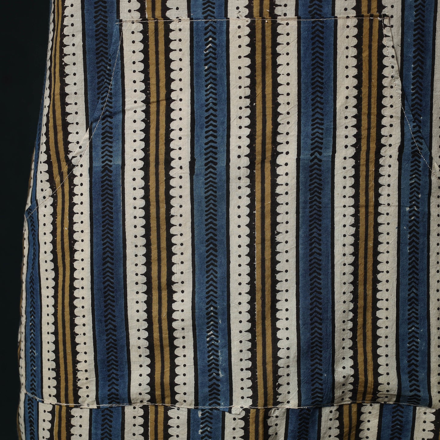 Multicolor - Ajrakh Hand Block Print Cotton Apron with Pocket 01