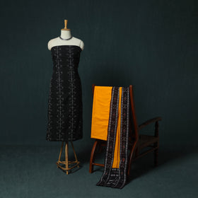 Sambalpuri Ikat Cotton 3pc Unstitched Dress Material Suit Set 34