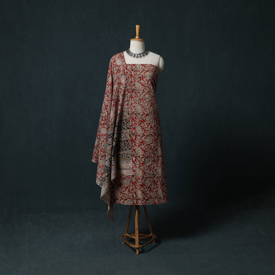 Pedana Hand Block Print Natural Dyed Cotton Kalamkari 2pc Unstitched Dress Material Kurta Set 10