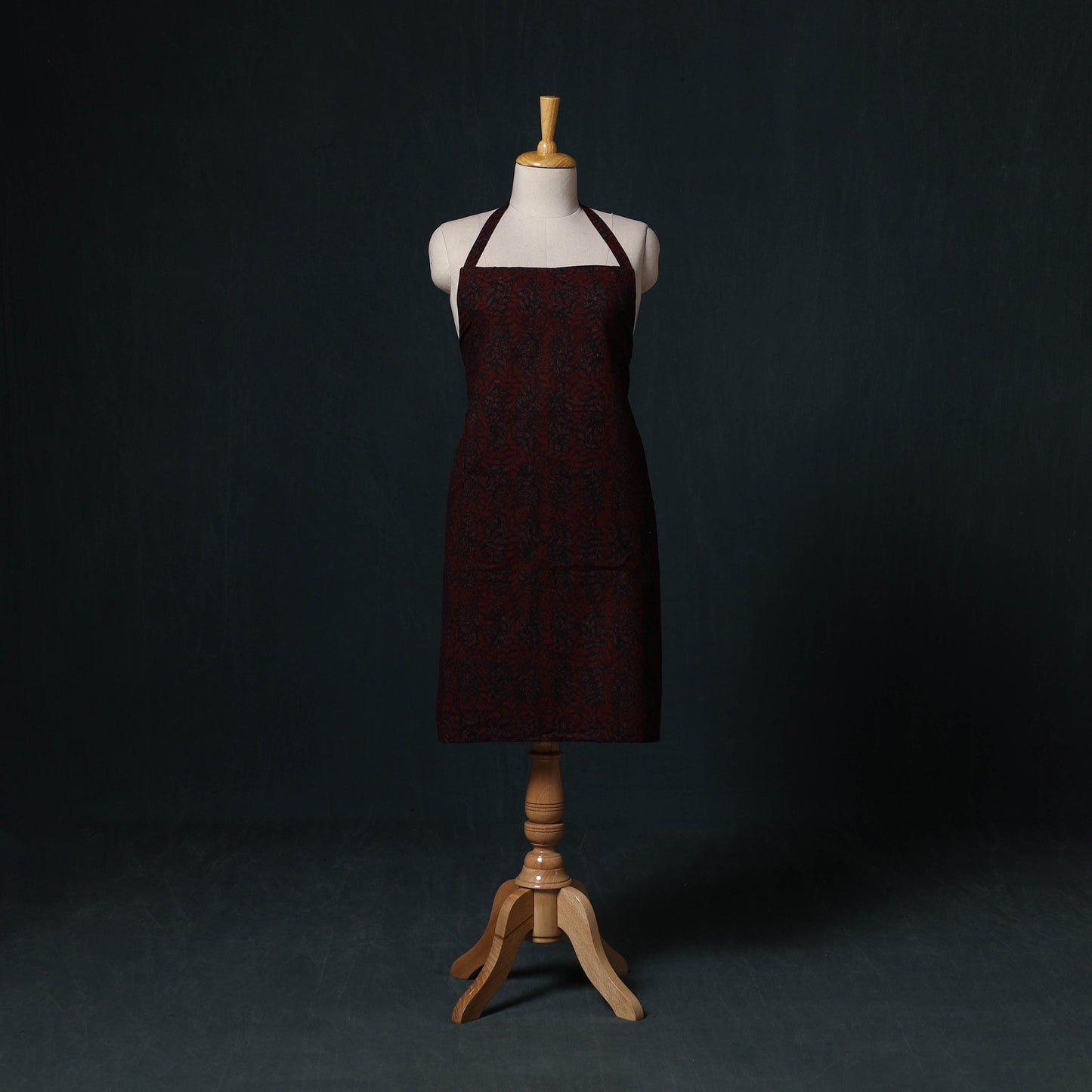 Maroon - Bagh Hand Block Print Cotton Apron with Pocket 04