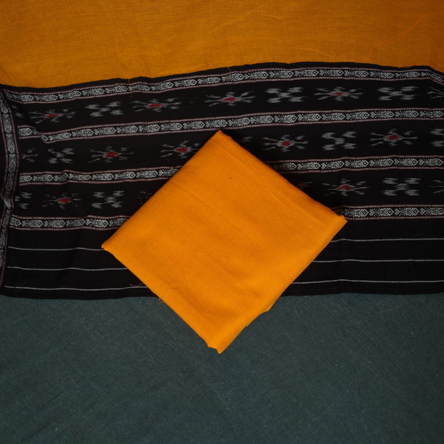 Sambalpuri Ikat Cotton 3pc Unstitched Dress Material Suit Set 34