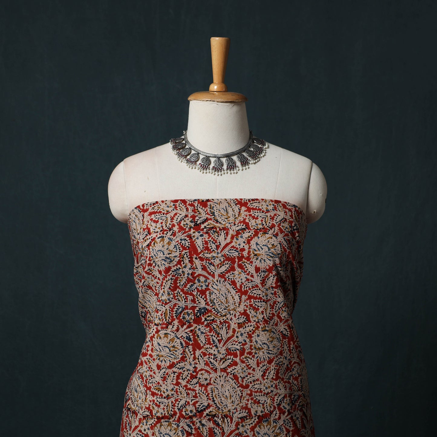 Pedana Hand Block Print Natural Dyed Cotton Kalamkari 2pc Unstitched Dress Material Kurta Set 10