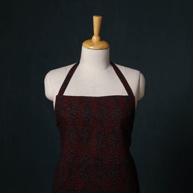 Maroon - Bagh Hand Block Print Cotton Apron with Pocket 04