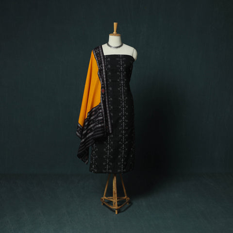 Sambalpuri Ikat Cotton 3pc Unstitched Dress Material Suit Set 34