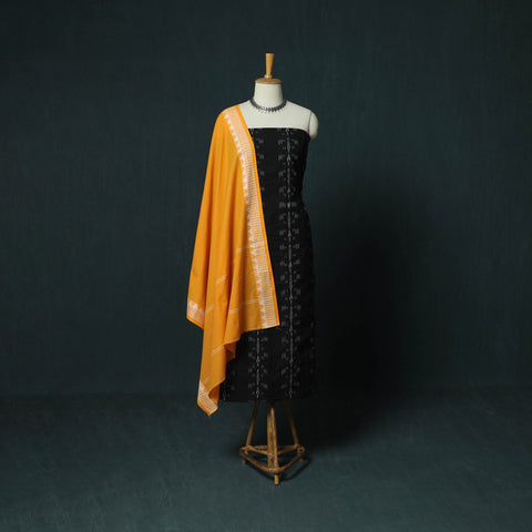Sambalpuri Ikat Cotton 3pc Unstitched Dress Material Suit Set 35