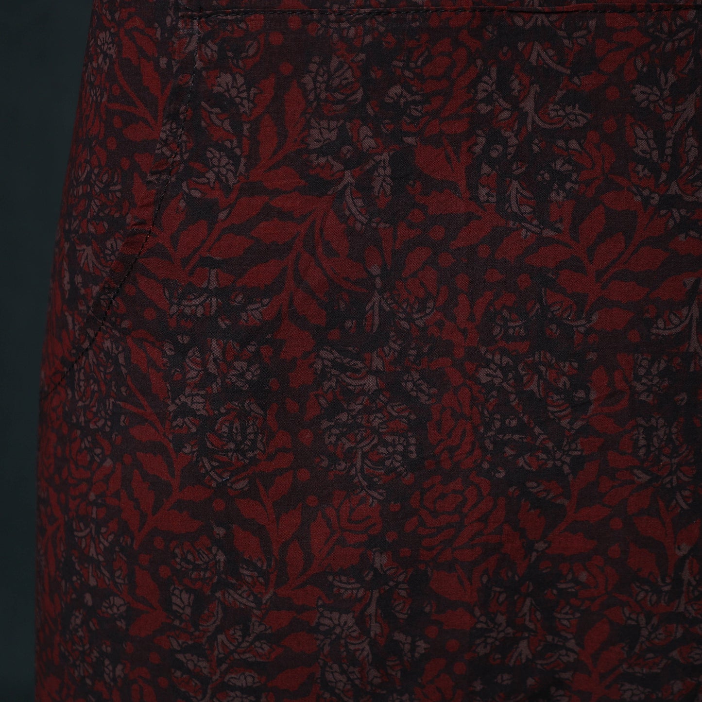 Maroon - Bagh Hand Block Print Cotton Apron with Pocket 04