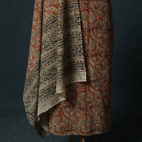 Pedana Hand Block Print Natural Dyed Cotton Kalamkari 2pc Unstitched Dress Material Kurta Set 11