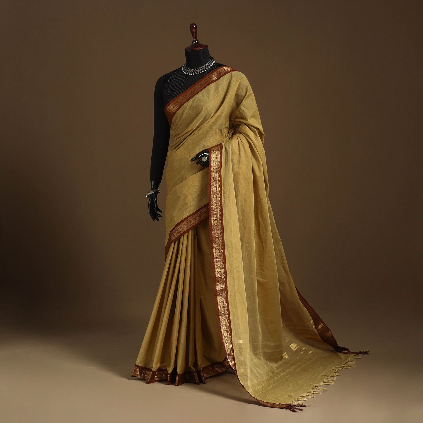 Yellow - kandangi chettinad cotton saree with border 19