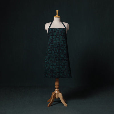Green - Bagh Hand Block Print Cotton Apron with Pocket 05