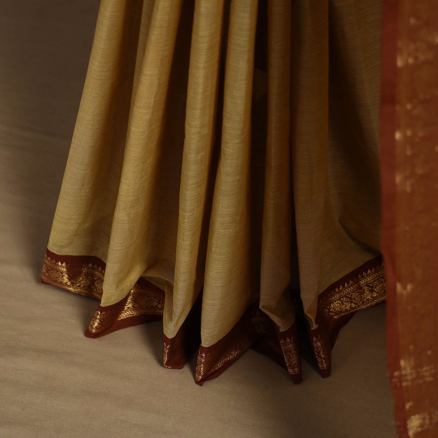 Yellow - kandangi chettinad cotton saree with border 19