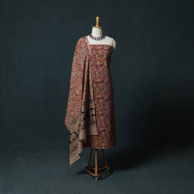 Pedana Hand Block Print Natural Dyed Cotton Kalamkari 2pc Unstitched Dress Material Kurta Set 13