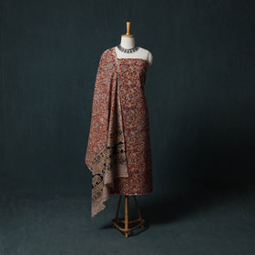 Pedana Hand Block Print Natural Dyed Cotton Kalamkari 2pc Unstitched Dress Material Kurta Set 13