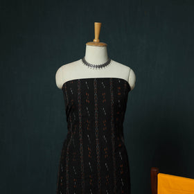 Black - Sambalpuri Ikat Cotton 3pc Unstitched Dress Material Suit Set 37
