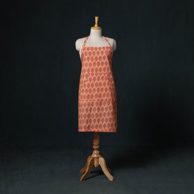 Orange - Bagh Hand Block Print Cotton Apron with Pocket 08