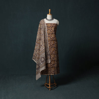 Pedana Hand Block Print Natural Dyed Cotton Kalamkari 2pc Unstitched Dress Material Kurta Set 14