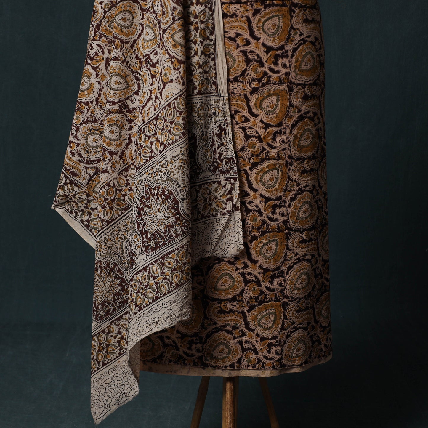 Pedana Hand Block Print Natural Dyed Cotton Kalamkari 2pc Unstitched Dress Material Kurta Set 14