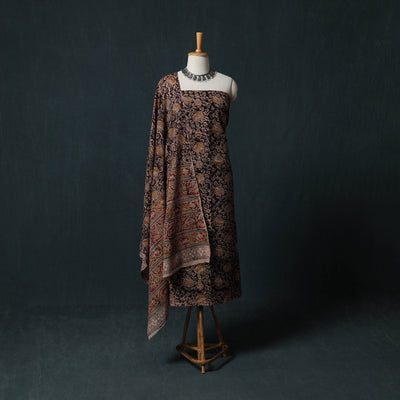 Pedana Hand Block Print Natural Dyed Cotton Kalamkari 2pc Unstitched Dress Material Kurta Set 15