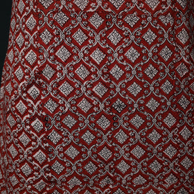 Red - Bagh Hand Block Print Cotton Apron with Pocket 09