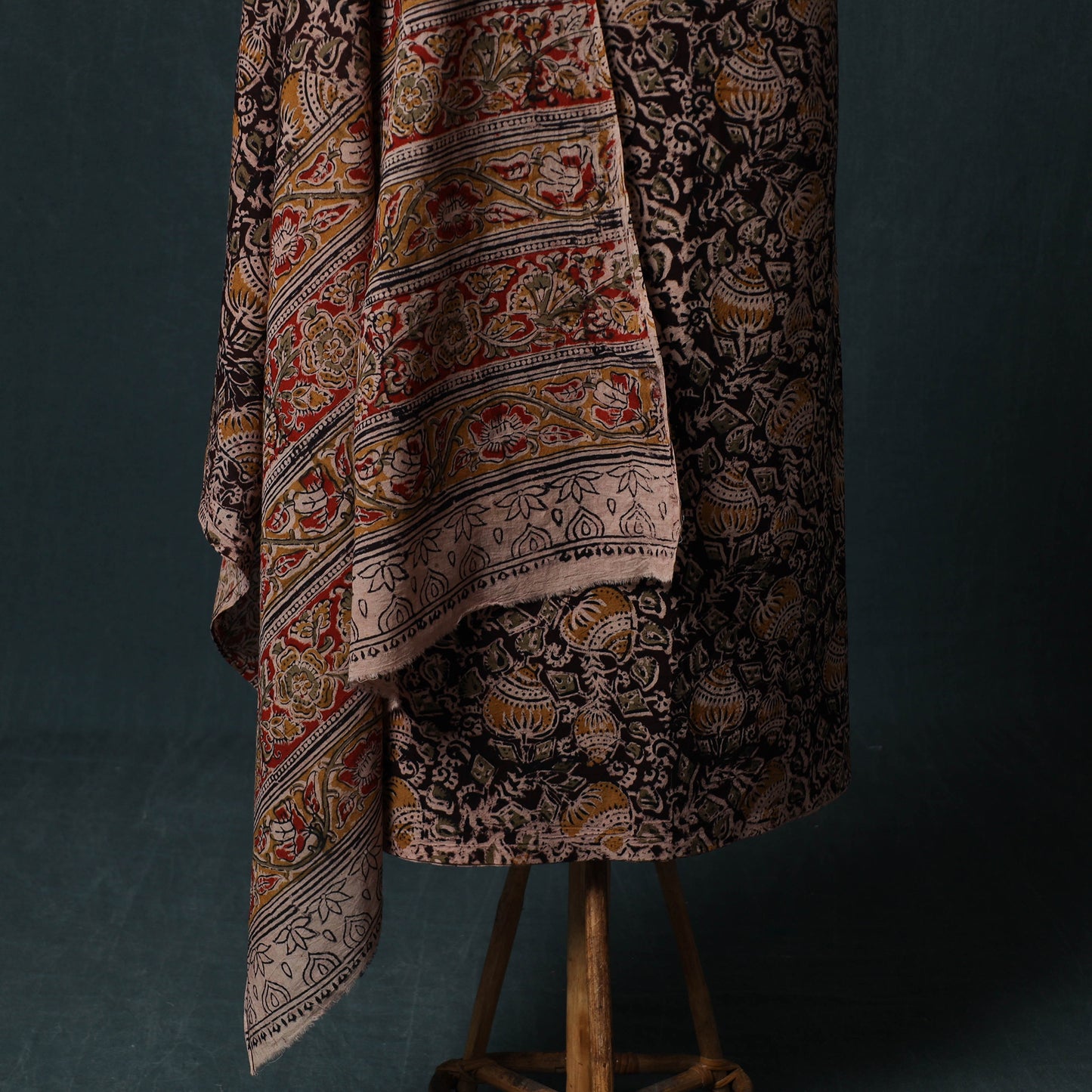 Pedana Hand Block Print Natural Dyed Cotton Kalamkari 2pc Unstitched Dress Material Kurta Set 15