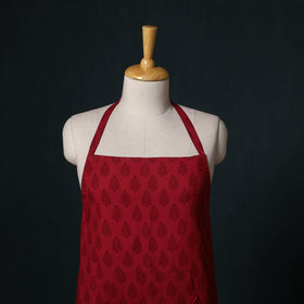 Red - Bagh Hand Block Print Cotton Apron with Pocket 11