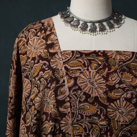 Pedana Hand Block Print Natural Dyed Cotton Kalamkari 2pc Unstitched Dress Material Kurta Set 16