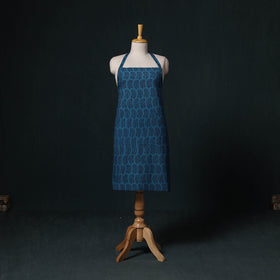 Blue - Bagh Hand Block Print Cotton Apron with Pocket 10