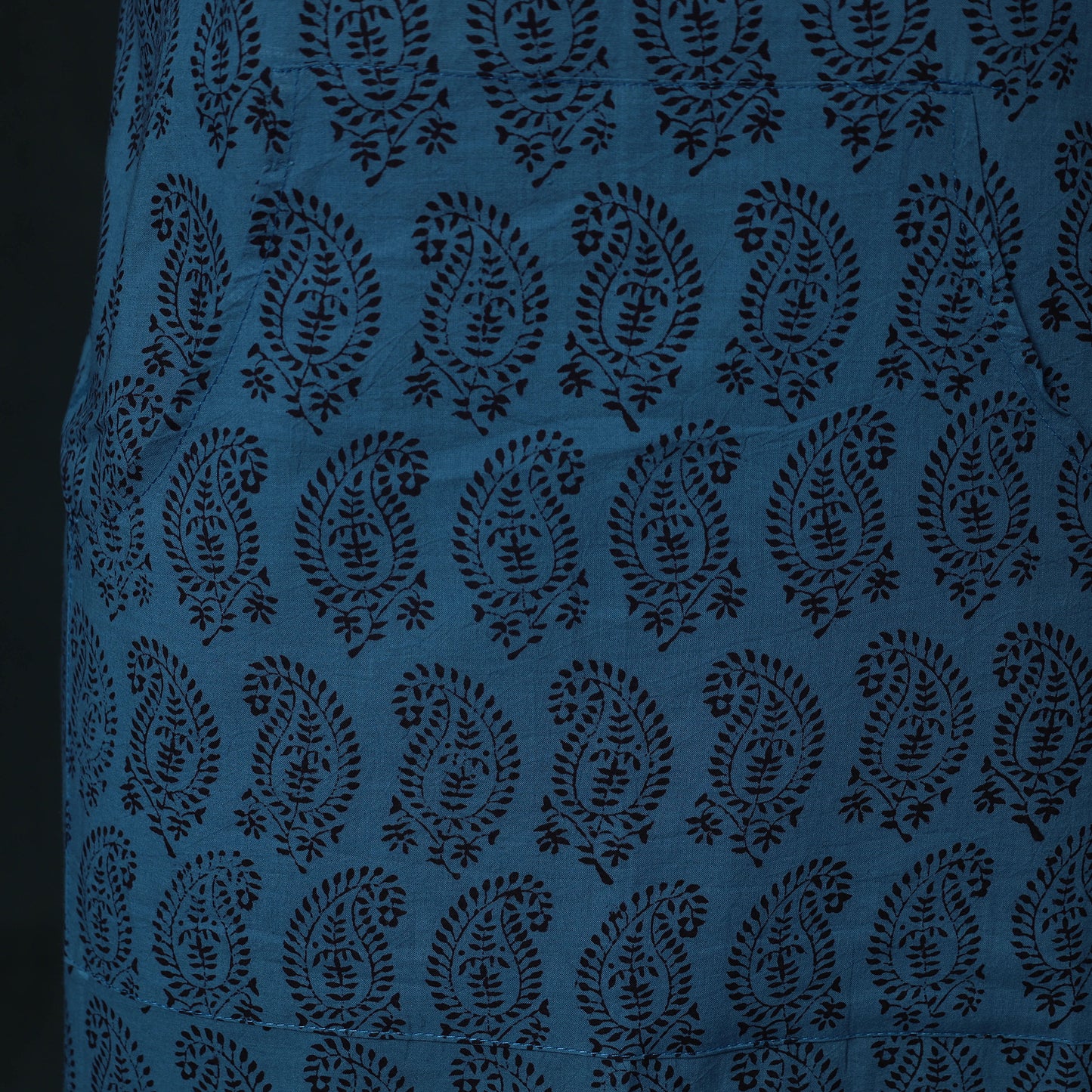 Blue - Bagh Hand Block Print Cotton Apron with Pocket 10