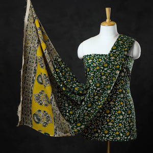 Green - 2pc Cotton Kalamkari Print Dress Material Set 10