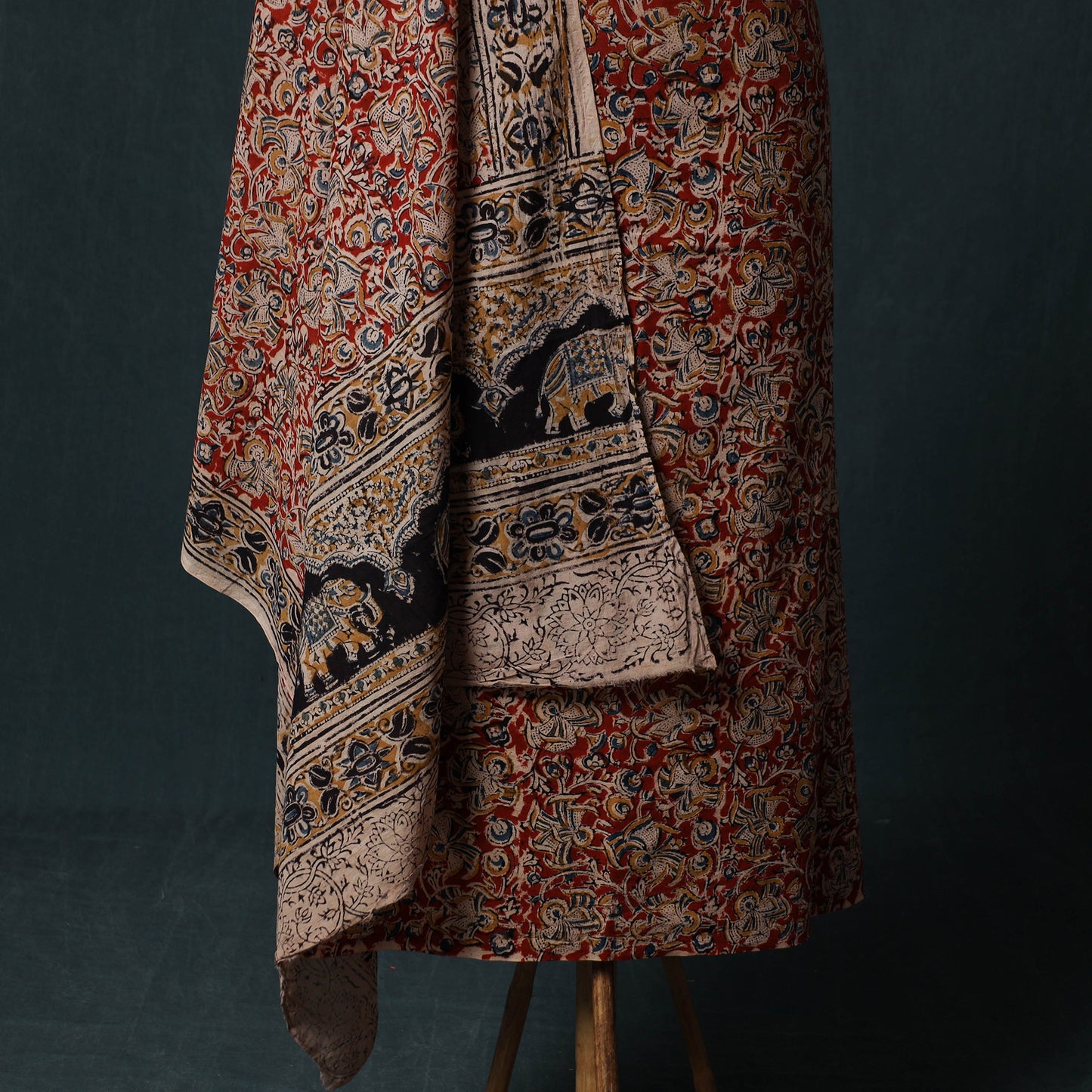 Pedana Hand Block Print Natural Dyed Cotton Kalamkari 2pc Unstitched Dress Material Kurta Set 17