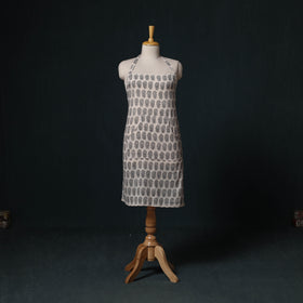 White - Bagh Hand Block Print Cotton Apron with Pocket 12