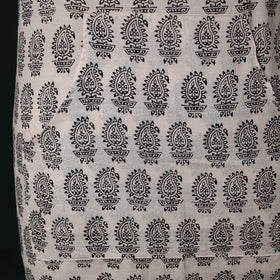 White - Bagh Hand Block Print Cotton Apron with Pocket 12