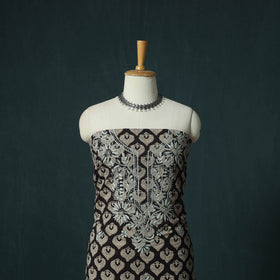 Lucknowi Chikankari Hand Embroidered Bagru Cotton Unstitched Kurta Material (2.5M) 01