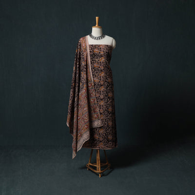 Pedana Hand Block Print Natural Dyed Cotton Kalamkari 2pc Unstitched Dress Material Kurta Set 19