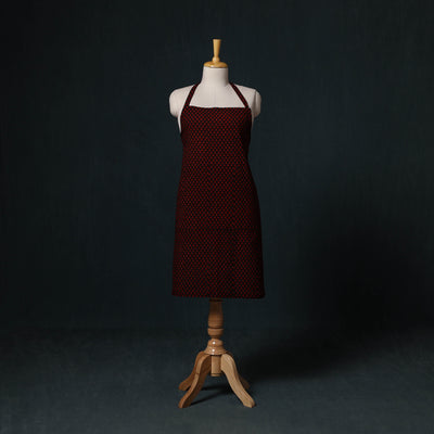 Red - Bagh Hand Block Print Cotton Apron with Pocket 17