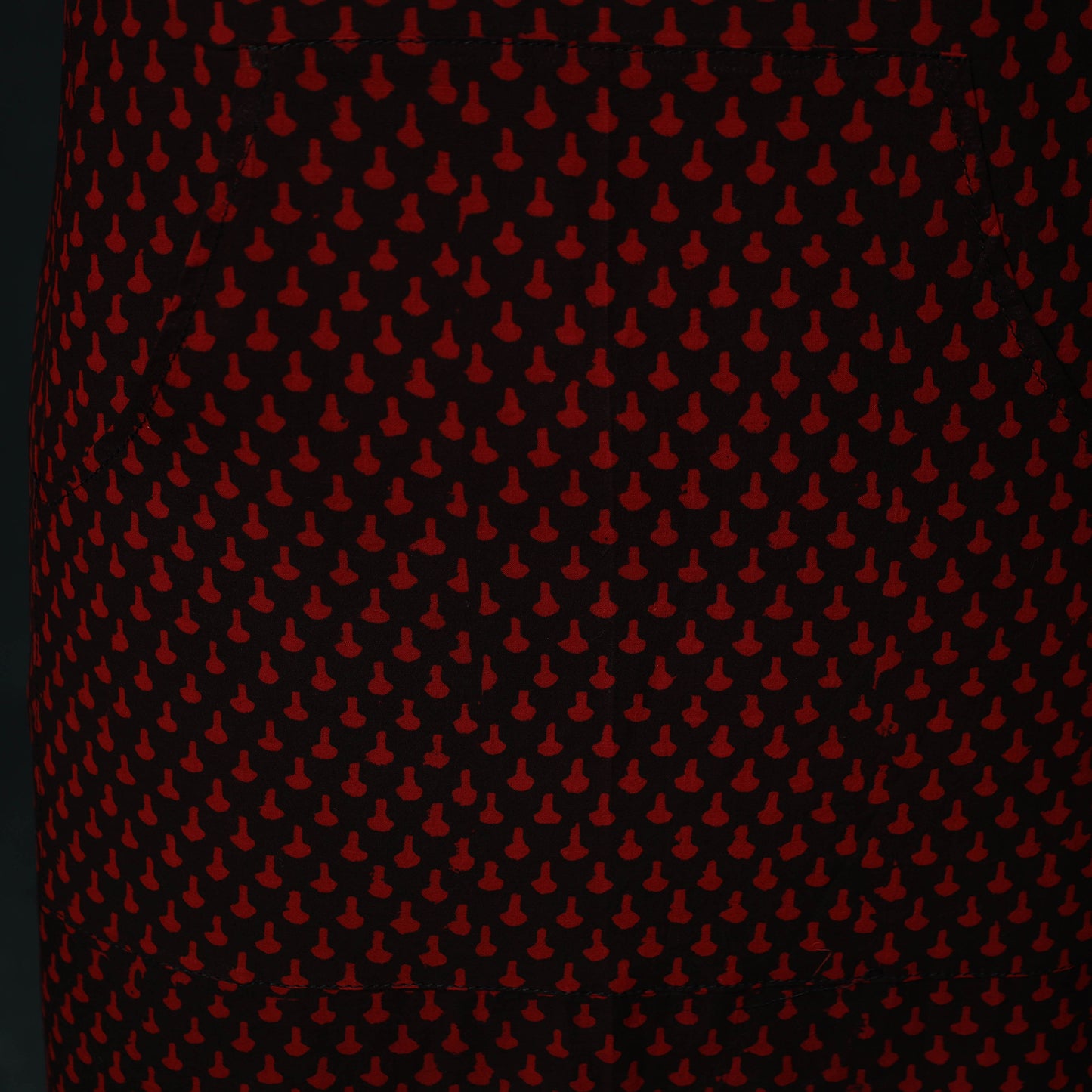 Red - Bagh Hand Block Print Cotton Apron with Pocket 17