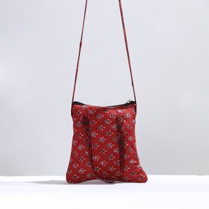 Handmade Quilted Cotton Ajrakh Block Printed Sling Bag 04