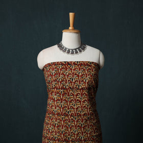 Pedana Hand Block Print Natural Dyed Cotton Kalamkari 2pc Unstitched Dress Material Kurta Set 01