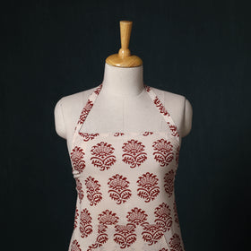 Beige - Bagh Hand Block Print Cotton Apron with Pocket 18