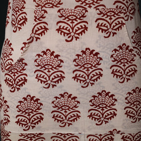 Beige - Bagh Hand Block Print Cotton Apron with Pocket 18
