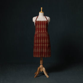 Red - Bagh Hand Block Print Cotton Apron with Pocket 19