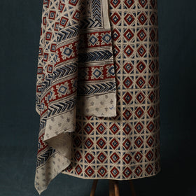 Pedana Hand Block Print Natural Dyed Cotton Kalamkari 2pc Unstitched Dress Material Kurta Set 02