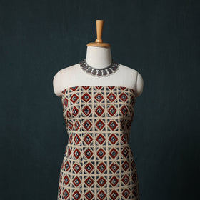 Pedana Hand Block Print Natural Dyed Cotton Kalamkari 2pc Unstitched Dress Material Kurta Set 02