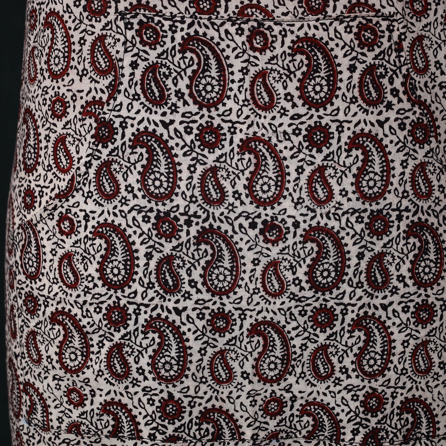 White - Bagh Hand Block Print Cotton Apron with Pocket 20