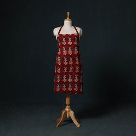 Red - Bagh Hand Block Print Cotton Apron with Pocket 21