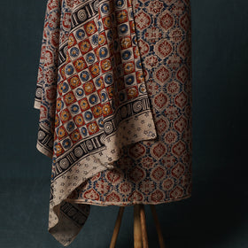 Pedana Hand Block Print Natural Dyed Cotton Kalamkari 2pc Unstitched Dress Material Kurta Set 03