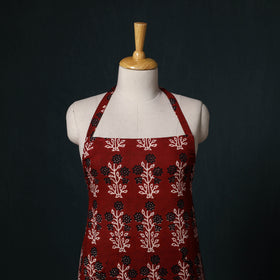 Red - Bagh Hand Block Print Cotton Apron with Pocket 21